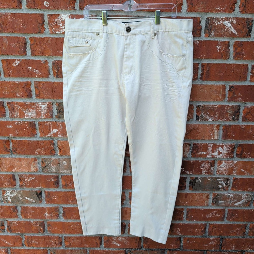Kaalu Denim Co. Cropped Pants Women 38 Off-White Straight Leg Twill Trousers